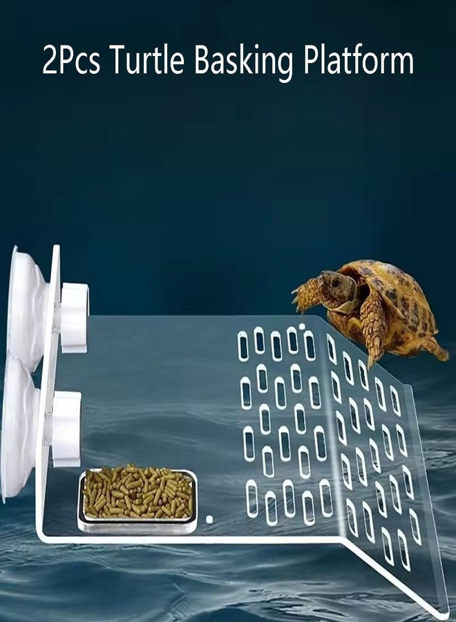 HYLCWTH 2Pcs Turtle Basking Platform for Aquarium, Turtle Floating Platform for Tank, Docks for Basking with Two Sucker Cap, 8" Width Resting, Area Acrylic Material for Reptile - Image 3